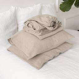 Natural Linen Sheet Set - Fitted Sheet, Flat & Pillowcases - Breathable Eco Certified - thumbnail 2