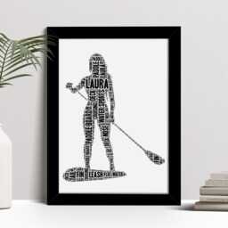 Personalised Female Paddle Boarder Word Art Print, Boarding Gift, Custom Wall Framed Picture, Present For Women, Girls Nl - thumbnail 2