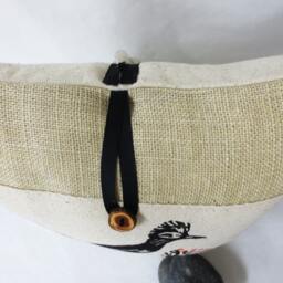 Roadrunner Pillow Hand Block Printed Burlap Desert Bird Pillow - thumbnail 4