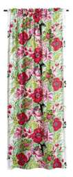Curtain Panel White Red Blue Flowers Green Leaves Black Birds Modern Decor Cafe Curtain Kitchen Valance Runner Napkins Tea Towel Great Gift - thumbnail 3