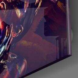 Colorful Painted Woman Expression - Vibrant Artistic Tempered Glass Wall Art For Beauty Saloon - thumbnail 2