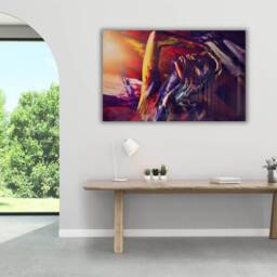 Colorful Painted Woman Expression - Vibrant Artistic Tempered Glass Wall Art For Beauty Saloon - thumbnail 3