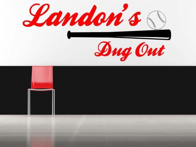 Baseball Name Wall Decal, Personalized Dugout Sign, Custom Decor, Youth Sports Art, Player Gift - image 1
