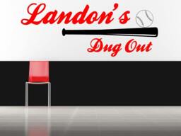 Baseball Name Wall Decal, Personalized Dugout Sign, Custom Decor, Youth Sports Art, Player Gift - thumbnail 1