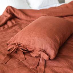 Linen Pillowcase With Ties/Oeko-Tex Certified Washed Soft Linen Custom Size Pillow Cover Multiple Sizes & Colors - thumbnail 3