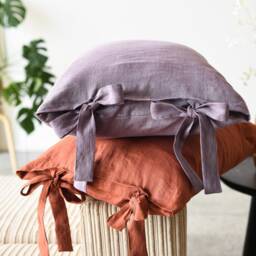 Linen Pillowcase With Ties/Oeko-Tex Certified Washed Soft Linen Custom Size Pillow Cover Multiple Sizes & Colors - thumbnail 2