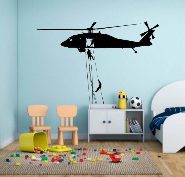 Army Helicopter Vinyl Wall Art, Decal, Sticker, Transfer, Mural, Removable, Rent Friendly, Interior, Exterior, Full - 0021 - image 1
