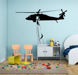 Army Helicopter Vinyl Wall Art, Decal, Sticker, Transfer, Mural, Removable, Rent Friendly, Interior, Exterior, Full - 0021 - thumbnail 1