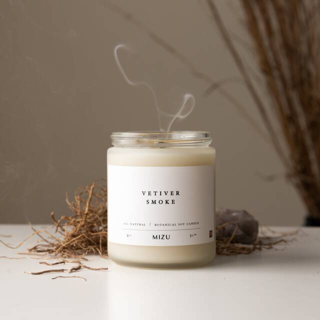 Vetiver Smoke Essential Oil Candle - All Natural Modern - image 1