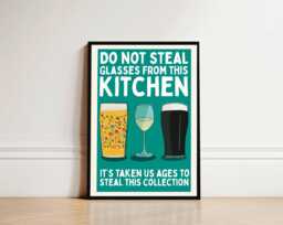 Funny Kitchen Print - Stolen Glasses Wall Art - thumbnail 1