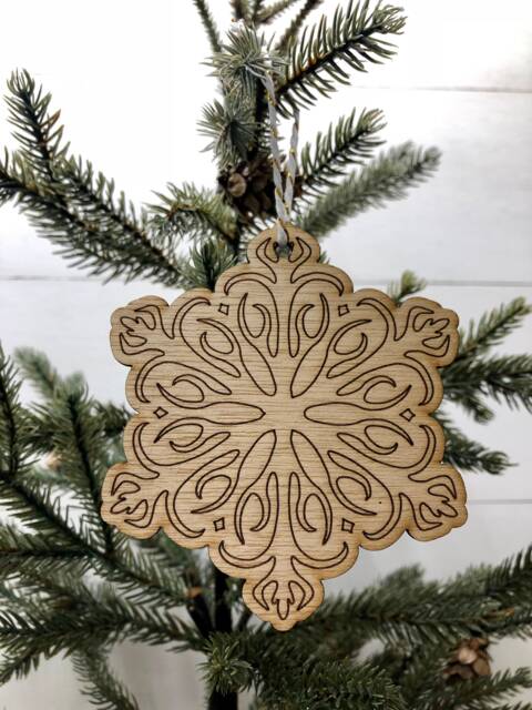 Boho Christmas Ornament, Style Wooden Decor, Natural Wood Bohemian Home Tree Holiday Decoration - image 1
