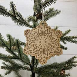Boho Christmas Ornament, Style Wooden Decor, Natural Wood Bohemian Home Tree Holiday Decoration - thumbnail 2