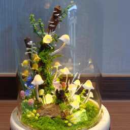 Handmade Mushroom Lamp With Natural Healing Crystals, Miniature Forest Art Decor Night Light - thumbnail 4