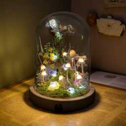 Handmade Mushroom Lamp With Natural Healing Crystals, Miniature Forest Art Decor Night Light - thumbnail 1