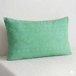 Hmong Batik Pillow Cover, Green Cotton, Tribal Cushion - 12x20 - thumbnail 1