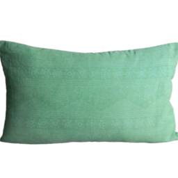 Hmong Batik Pillow Cover, Green Cotton, Tribal Cushion - 12x20 - thumbnail 2