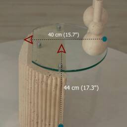 Marble Side Table With Light, Travertine Nightstand, Bedside Table, Coffee Natural Stone On - Off Light Remote - thumbnail 3