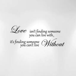 Love Isn't Finding Someone You Can Live With It's Can't Without Wall Decal Quote Sticker Nursery Home Decor #1320 - thumbnail 2