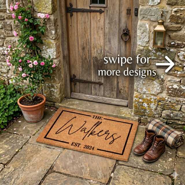 Personalised Family Name Doormat, Custom Last Coir Welcome Mat - image 1