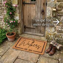 Personalised Family Name Doormat, Custom Last Coir Welcome Mat - thumbnail 1