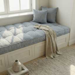 French Cushion Indoor, Tufted Bench Cushion, Window Seat Reading Nook Comfy Floor - thumbnail 1