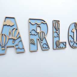 Hot Air Balloon Themed Wooden Letters - Explorer Theme Name Decoration Personalised Sign Children's Bedroom Playroom Wall Art Alphabet - thumbnail 3