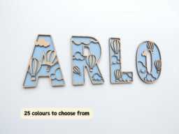 Hot Air Balloon Themed Wooden Letters - Explorer Theme Name Decoration Personalised Sign Children's Bedroom Playroom Wall Art Alphabet - thumbnail 1