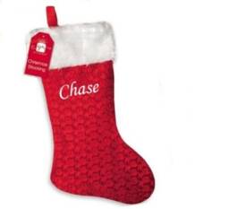 Personalised Christmas Stocking Deluxe Luxury Red Stockings Xmas Gift Embroidered Name Children's Mums Dads Present His Hers Santa Sack - thumbnail 3