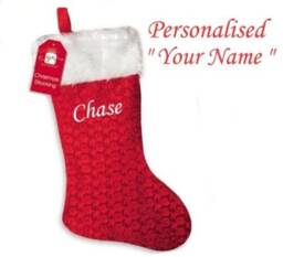 Personalised Christmas Stocking Deluxe Luxury Red Stockings Xmas Gift Embroidered Name Children's Mums Dads Present His Hers Santa Sack - thumbnail 2