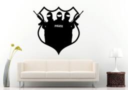 Protect & Serve Police Swat Team Shield Logo With Guns Wall Decal Vinyl Sticker Mural Room Decor L882 - thumbnail 1