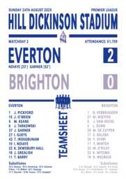 Everton V Brighton 24Th August 2025 Match Souvenir Poster Print Gift Wall Art Hill Dickinson Stadium A4/A3 A3+ - thumbnail 1