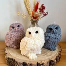 Owl Candle - Hand Poured Soy Wax - Realistic Shape Eco-Friendly Vegan D??cor Gift For Lovers & Nature Enthusiasts - thumbnail 2