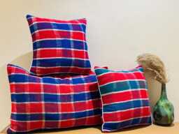 Handmade Moroccan Checkered Cotton Pillow Cover, Berber Floor Cushion - thumbnail 1