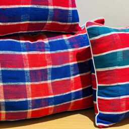 Handmade Moroccan Checkered Cotton Pillow Cover, Berber Floor Cushion - thumbnail 2