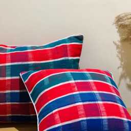 Handmade Moroccan Checkered Cotton Pillow Cover, Berber Floor Cushion - thumbnail 4