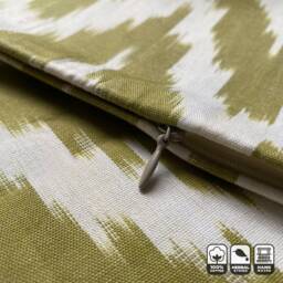 Handwoven Ikat Pillow Cover Olive Green Zig Zag, 100% Cotton - thumbnail 2