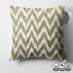 Handwoven Ikat Pillow Cover Olive Green Zig Zag, 100% Cotton - thumbnail 4