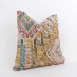 Vintage Turkish Kilim Pillow Cover Handwoven Wool Throw 16x16 - thumbnail 3