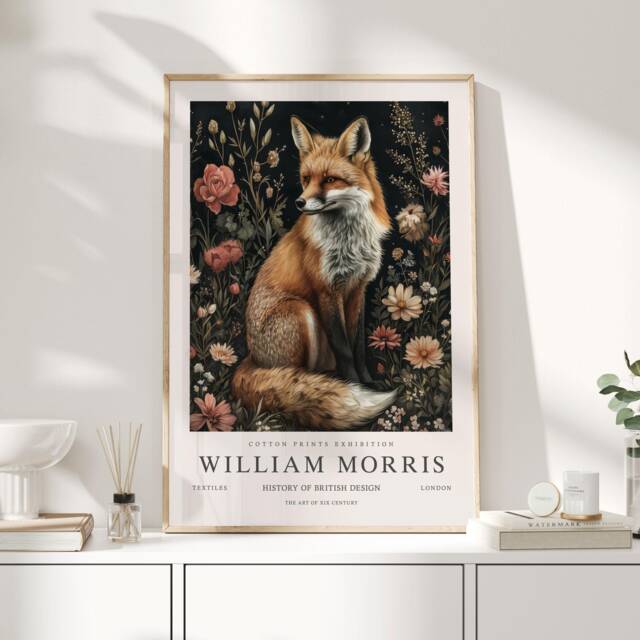 William Morris Print, Art, Exhibition Poster, Woodland Nursery Decor, Fox Gifts, Nature Wall Animal Prints - image 1
