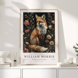William Morris Print, Art, Exhibition Poster, Woodland Nursery Decor, Fox Gifts, Nature Wall Animal Prints - thumbnail 1