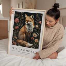 William Morris Print, Art, Exhibition Poster, Woodland Nursery Decor, Fox Gifts, Nature Wall Animal Prints - thumbnail 2