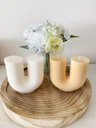 Ribbed Candle - Decorative Pillar Handmade Soy Wax U Bend - thumbnail 1