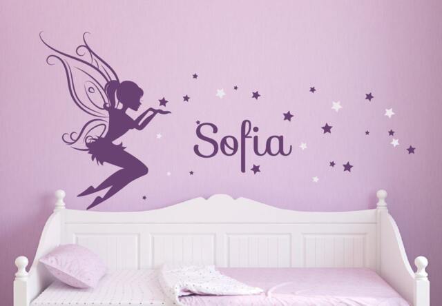 Baby Girl Room Decor Fairy Wall Decal with Blowing Stars Vinyl Wall Art Decals For Nursery Sticker Decalisland - Sd 081 - image 1