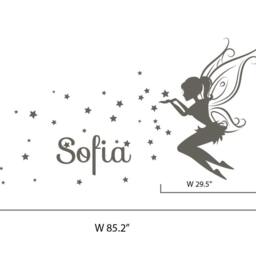 Baby Girl Room Decor Fairy Wall Decal with Blowing Stars Vinyl Wall Art Decals For Nursery Sticker Decalisland - Sd 081 - thumbnail 3