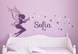 Baby Girl Room Decor Fairy Wall Decal with Blowing Stars Vinyl Wall Art Decals For Nursery Sticker Decalisland - Sd 081 - thumbnail 1