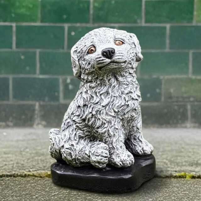 Cute Concrete Puppy Statue Handcrafted Stone Dog Sculpture Realistic Garden Figurine Outdoor Ornament Pet Memorial Decor Yard Art - image 1