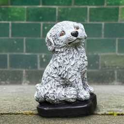 Cute Concrete Puppy Statue Handcrafted Stone Dog Sculpture Realistic Garden Figurine Outdoor Ornament Pet Memorial Decor Yard Art - thumbnail 4