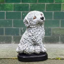 Cute Concrete Puppy Statue Handcrafted Stone Dog Sculpture Realistic Garden Figurine Outdoor Ornament Pet Memorial Decor Yard Art - thumbnail 3