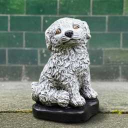 Cute Concrete Puppy Statue Handcrafted Stone Dog Sculpture Realistic Garden Figurine Outdoor Ornament Pet Memorial Decor Yard Art - thumbnail 1