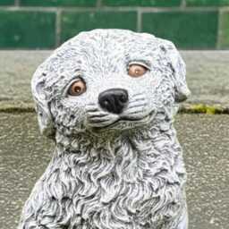 Cute Concrete Puppy Statue Handcrafted Stone Dog Sculpture Realistic Garden Figurine Outdoor Ornament Pet Memorial Decor Yard Art - thumbnail 2
